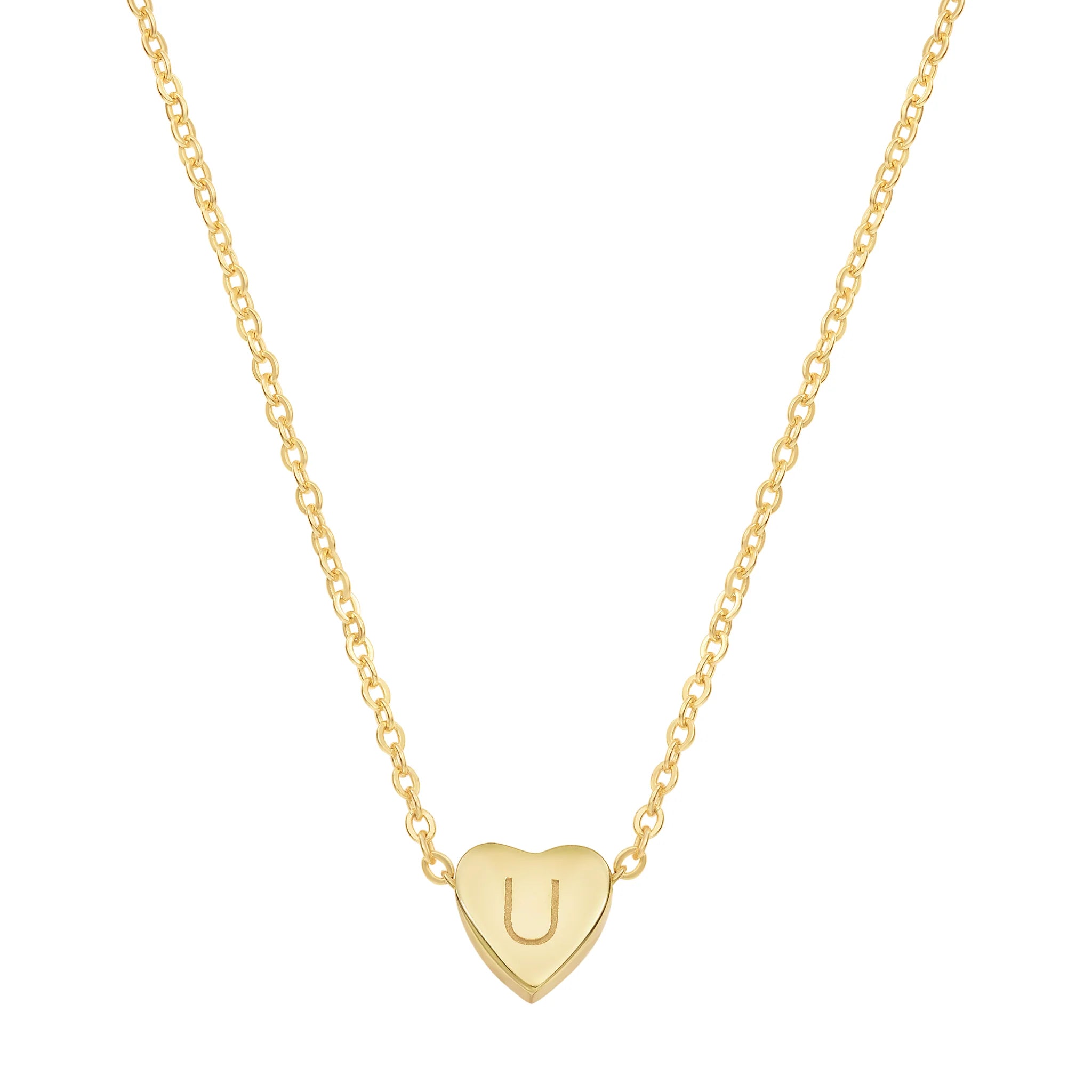 Heart Initial Necklace Hypoallergenic Gold Rose Gold Silver