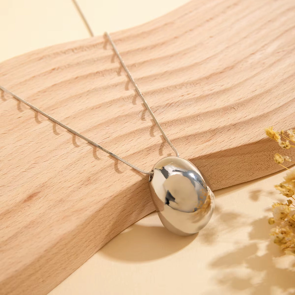 Long Chain with Surface Elliptical Ball Pendant Necklace for Women Elegant Ladies Sweater Chain Accessories Fashion Jewelry Gift