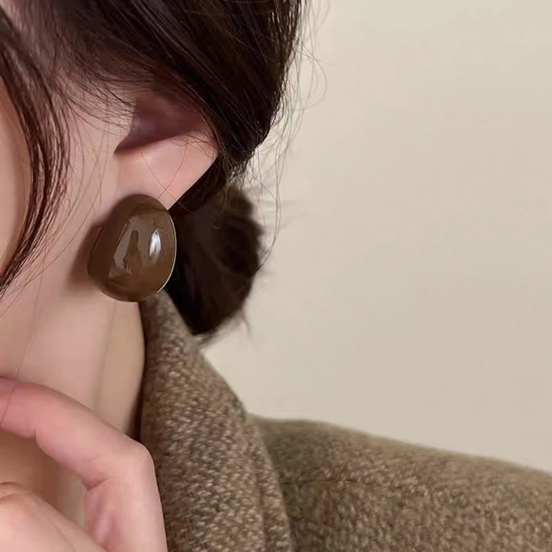 Semi-Circle Acrylic Resin Stud Earrings for Women Fashion Vintage Earring Jewelry Accessories Party Gifts