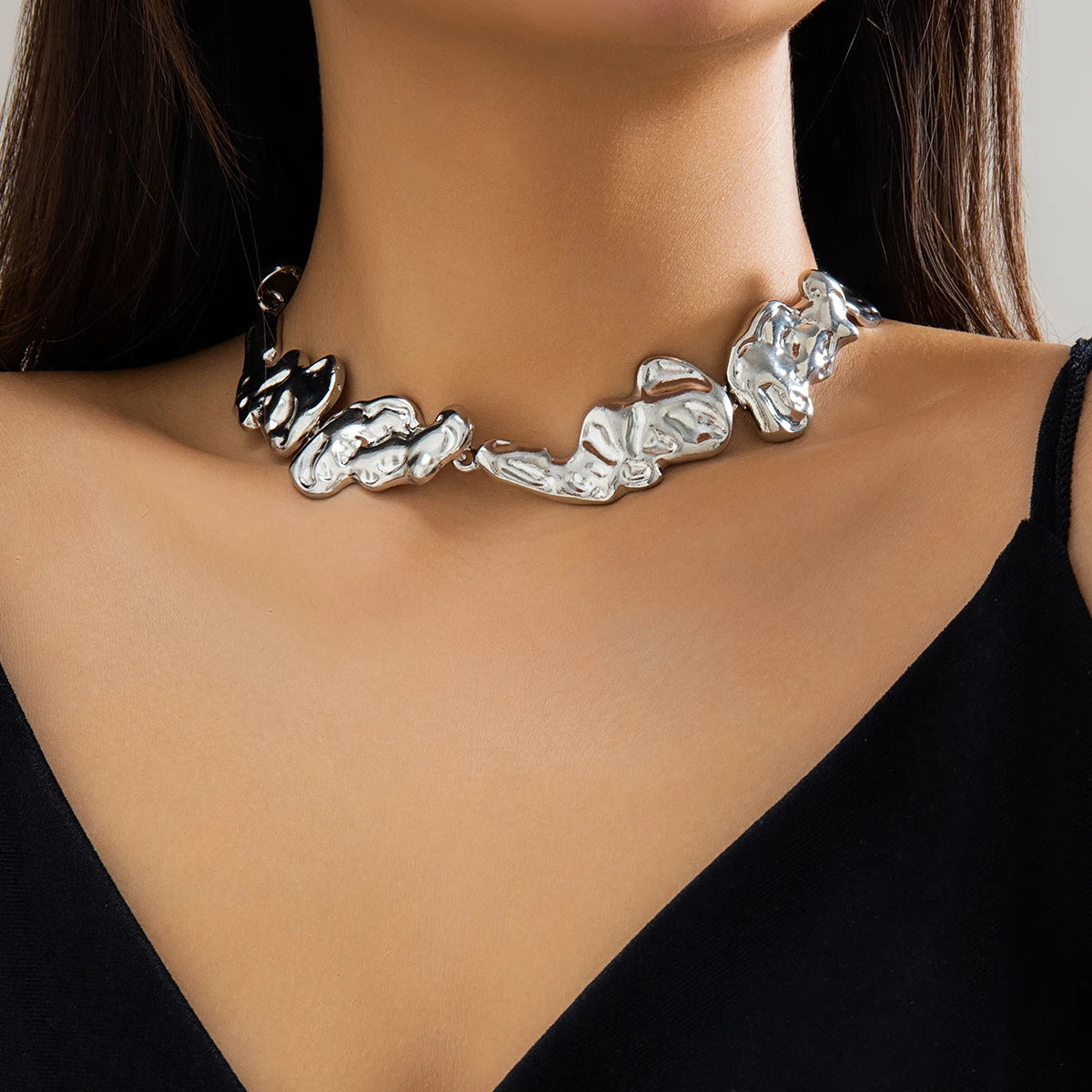 Punk Creative Irregular Metal Patchwork Choker Necklace Women 2026 Vintage Gold Color Collar Necklace Party Jewelry