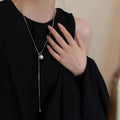 Stainless Steel Long with Baroque Pearls Necklace for Women Adjustable Chain Sweater Accessories Fashion Jewelry