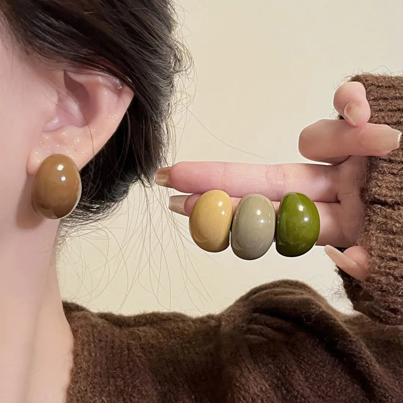 Semi-Circle Acrylic Resin Stud Earrings for Women Fashion Vintage Earring Jewelry Accessories Party Gifts
