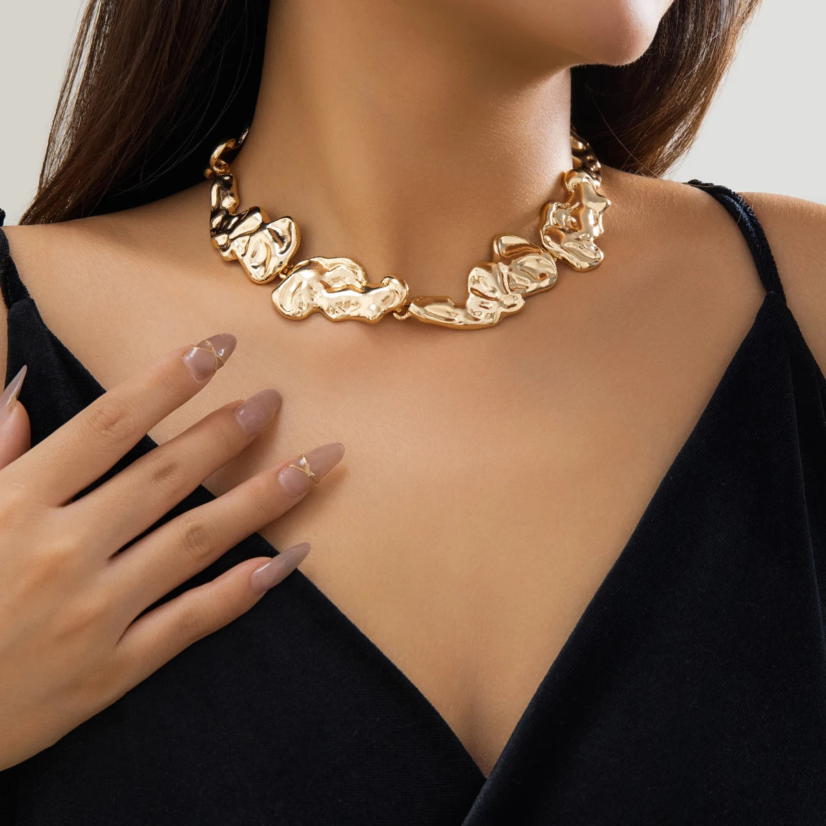 Punk Creative Irregular Metal Patchwork Choker Necklace Women 2026 Vintage Gold Color Collar Necklace Party Jewelry